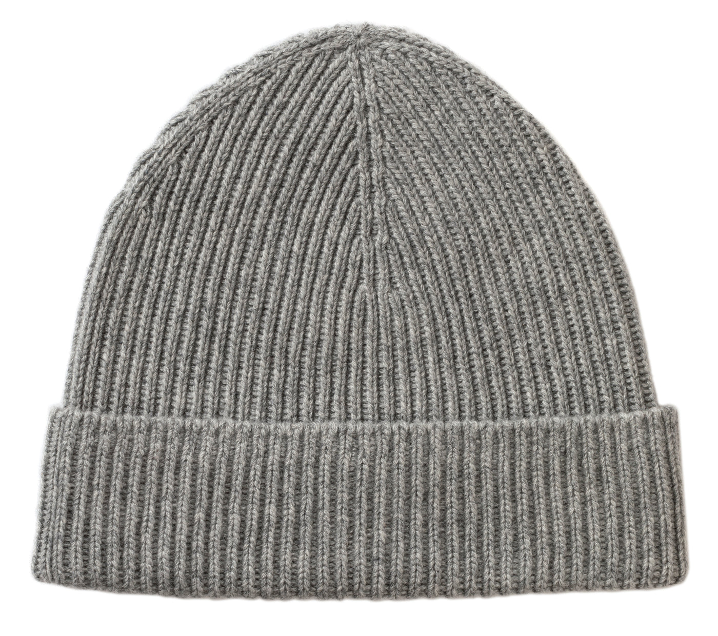 Gray knit beanie on a white background