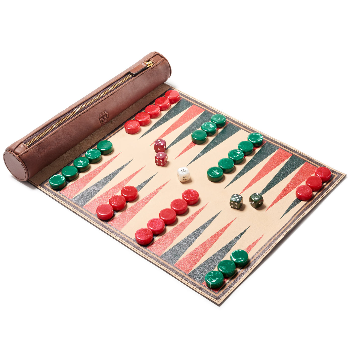 leather roll up backgammon set