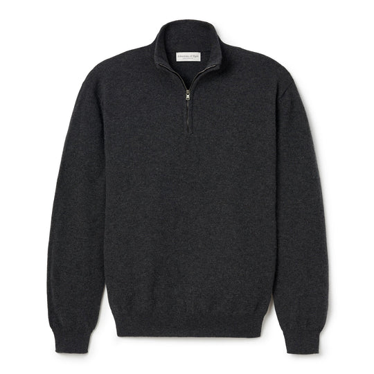【新品】Johnstons of Elgin カシミヤ セーター メンズ40 Johnstons Of Elgin Cashmere Quarter Zip Sweater - Charcoal