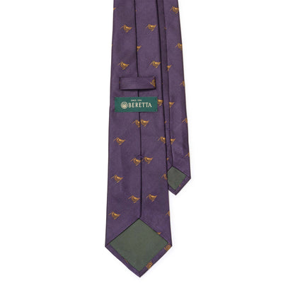 Silk Multi Woodcock Motif Tie – Aubergin