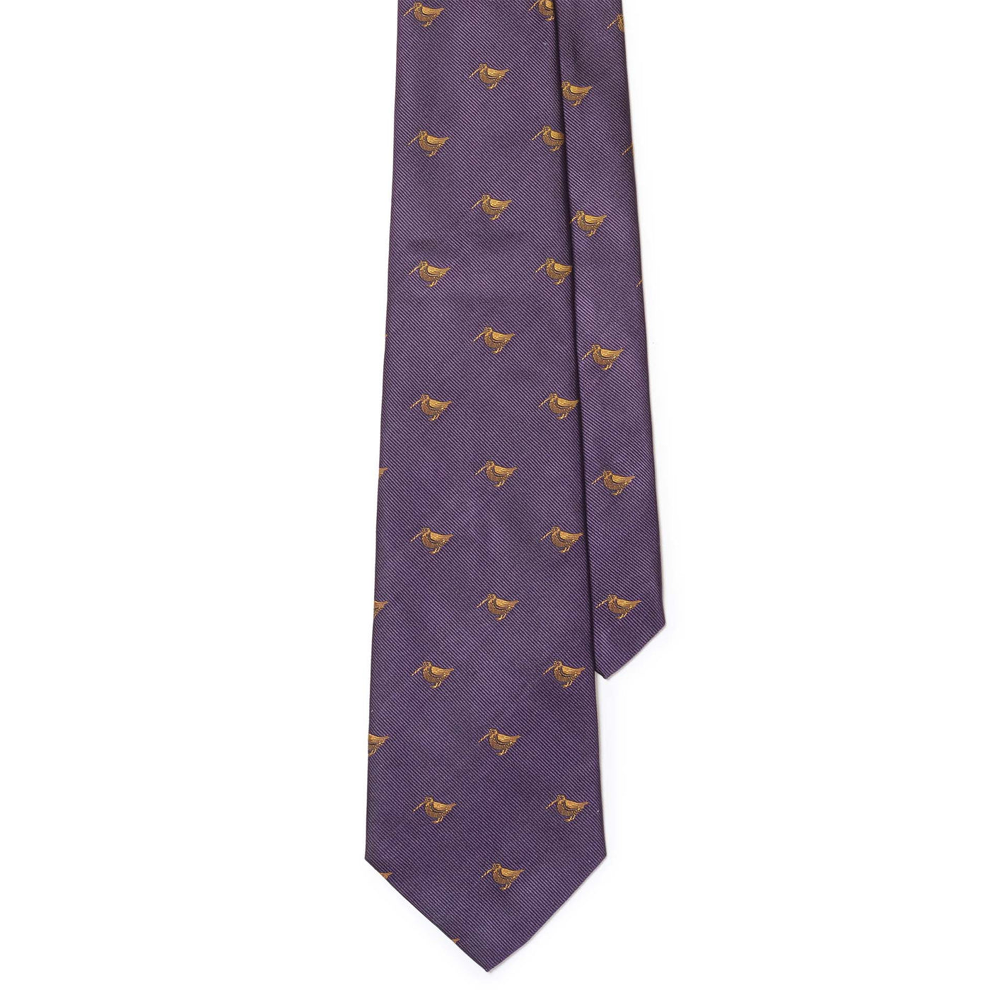 Silk Multi Woodcock Motif Tie – Aubergin