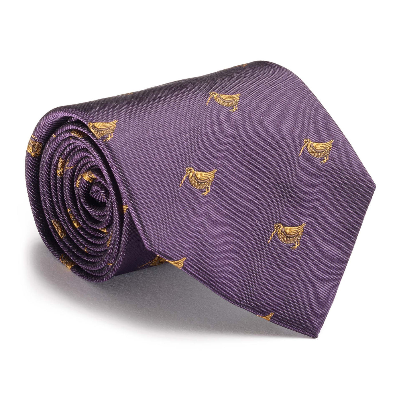 Silk Multi Woodcock Motif Tie – Aubergin