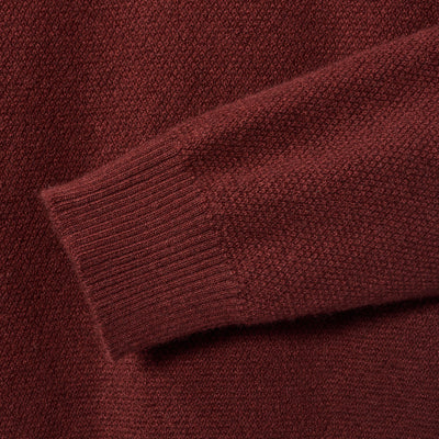 Honeycomb Cashmere Quarter Zip Sweater - Rust