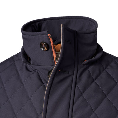 Diamond Quilted Carcoat - Navy