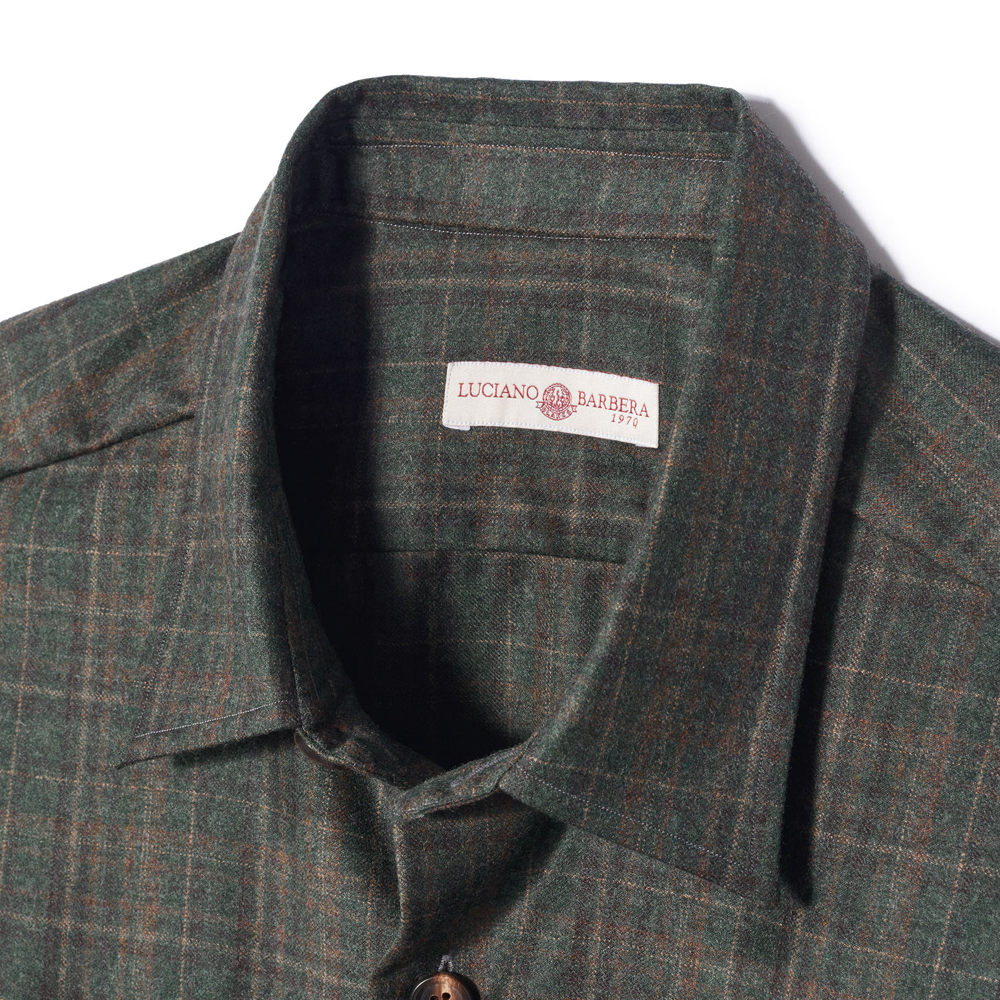 Italian Wool Cashmere Blend Plaid Overshirt - Dark Green Plaid