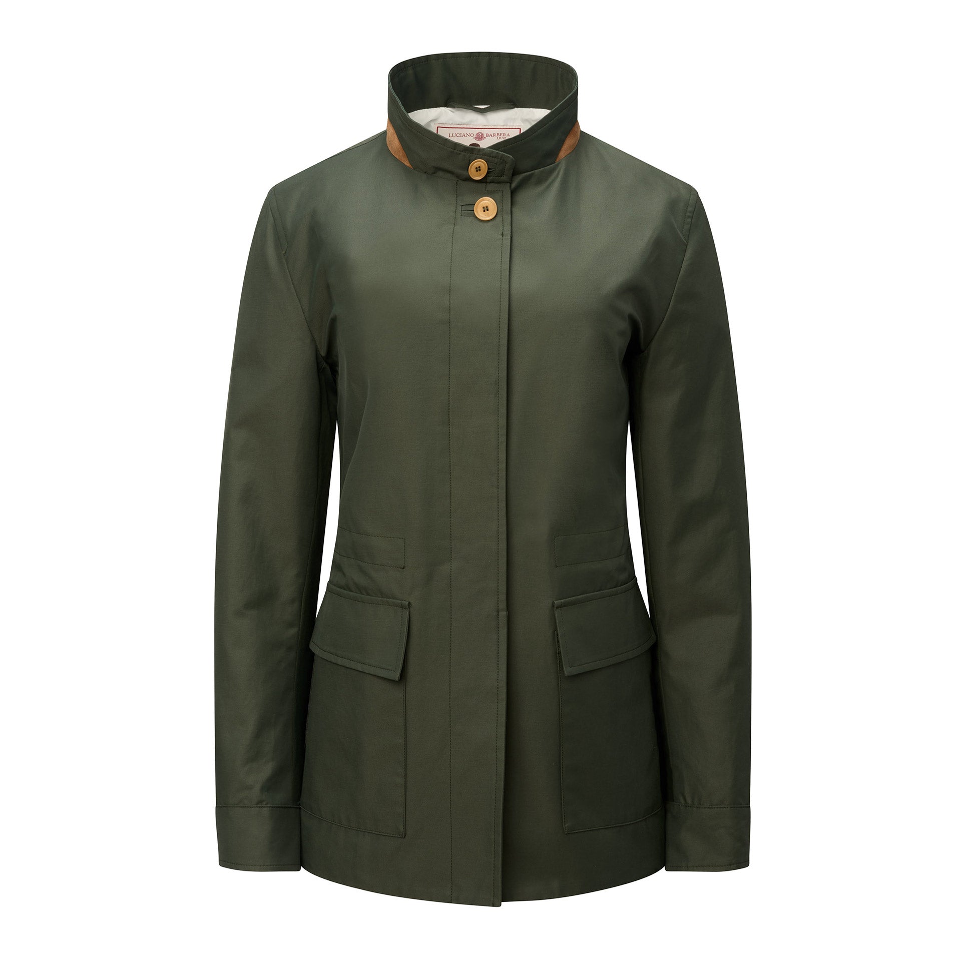 Women's Lightweight Blend Field Coat with Suede Details - Forest
