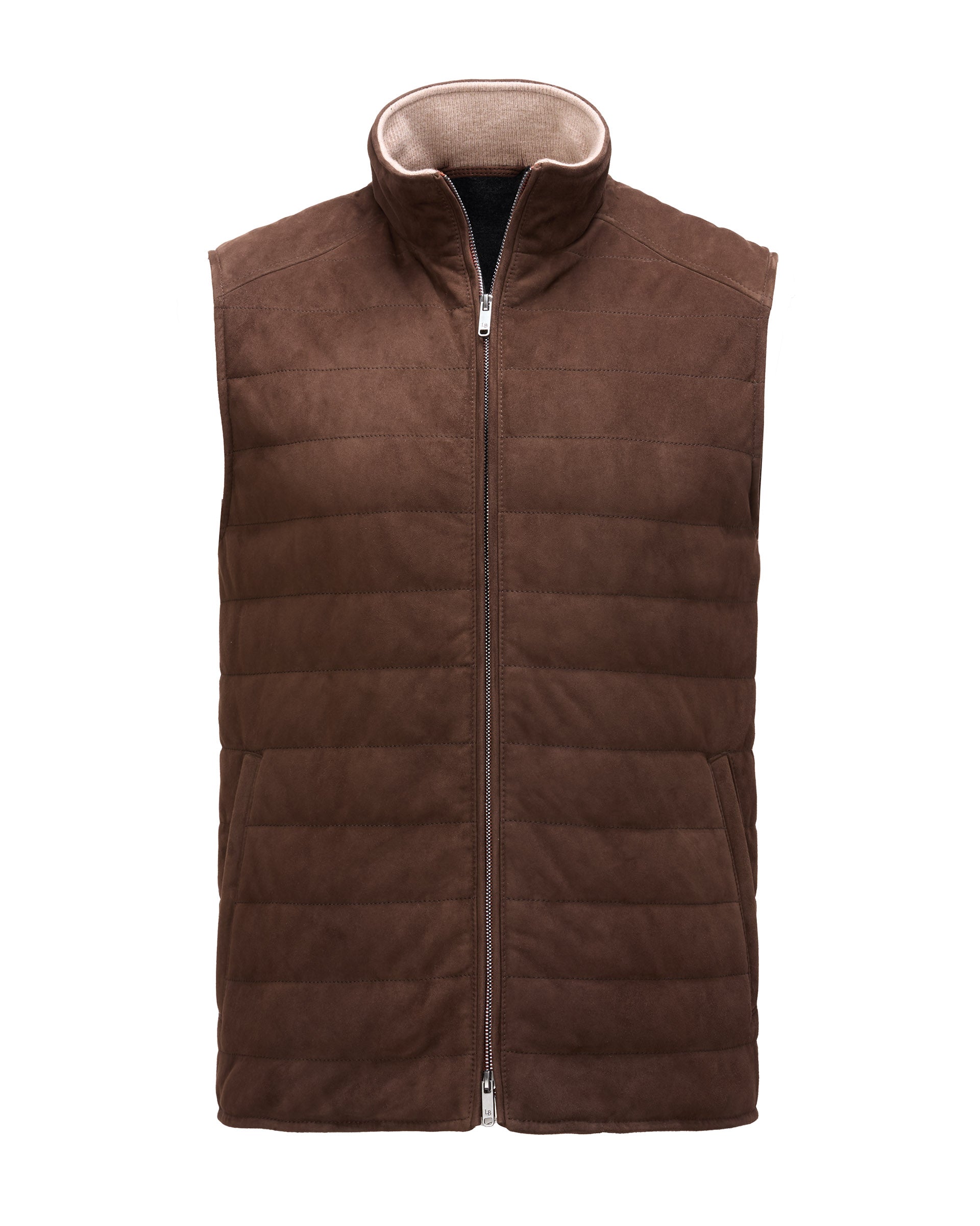 Channel Quilted Suede Vest -  Chocolat