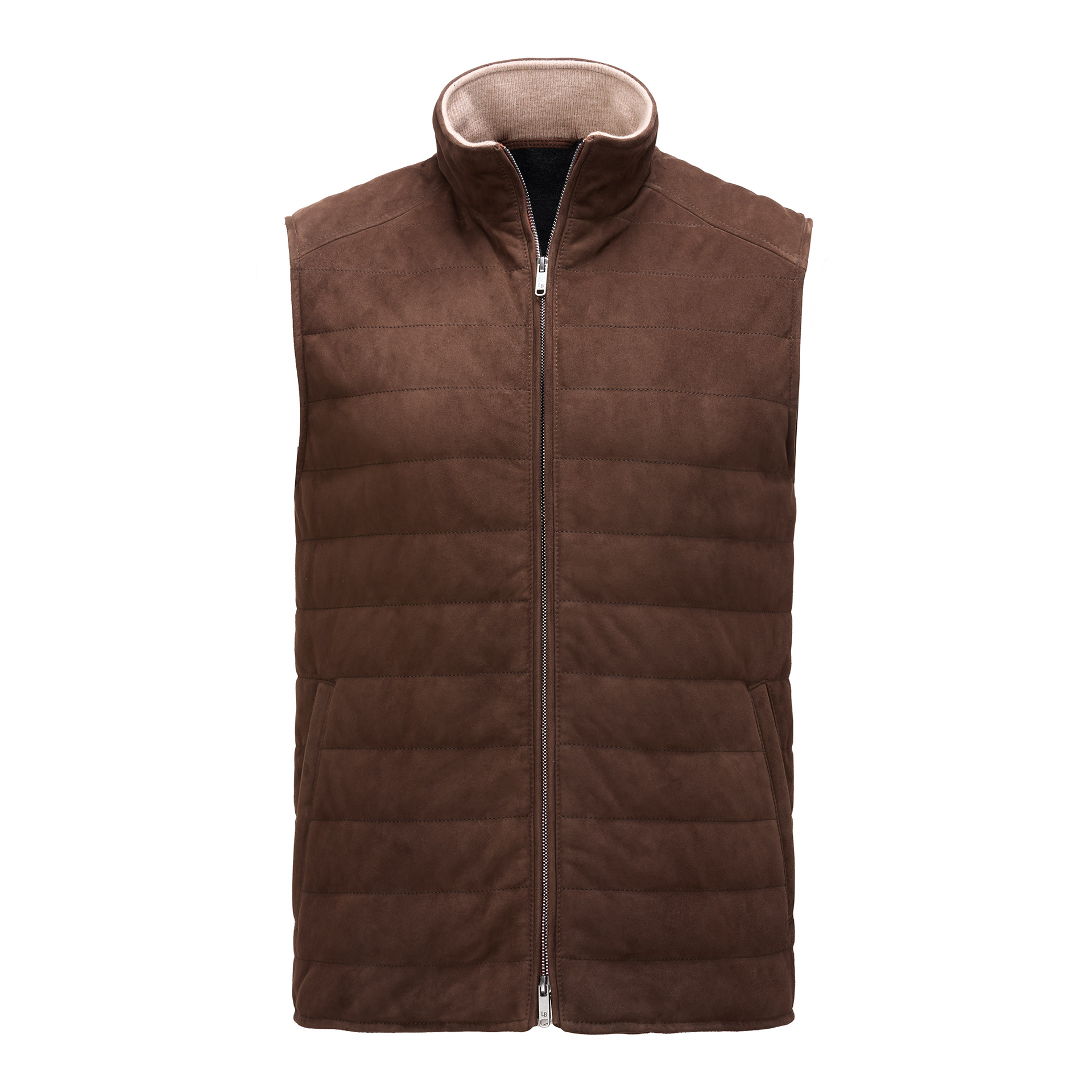 Channel Quilted Suede Vest -  Chocolat