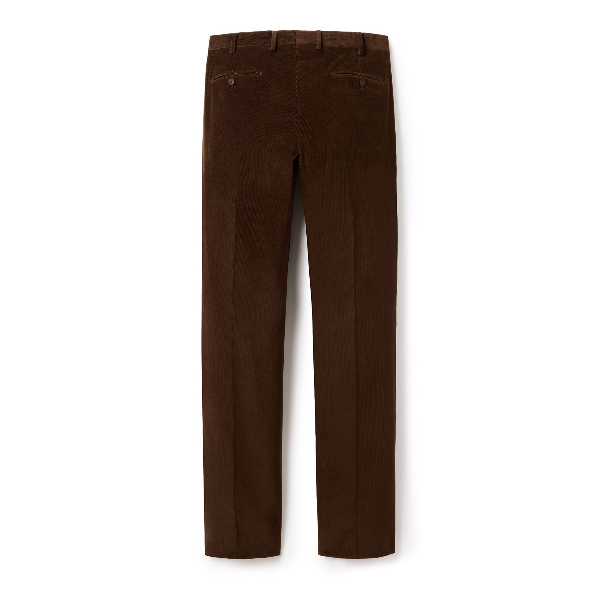 Italian Fine Wale Cotton Corduroy Flat Front Trouser - Brown