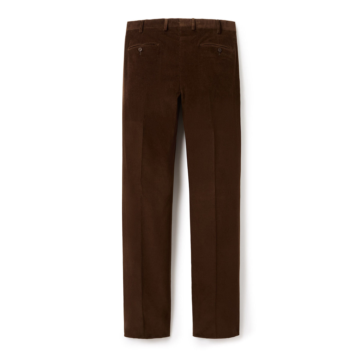 Italian Fine Wale Cotton Corduroy Flat Front Trouser - Brown
