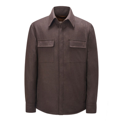 Solid Shirt Jacket - Brown
