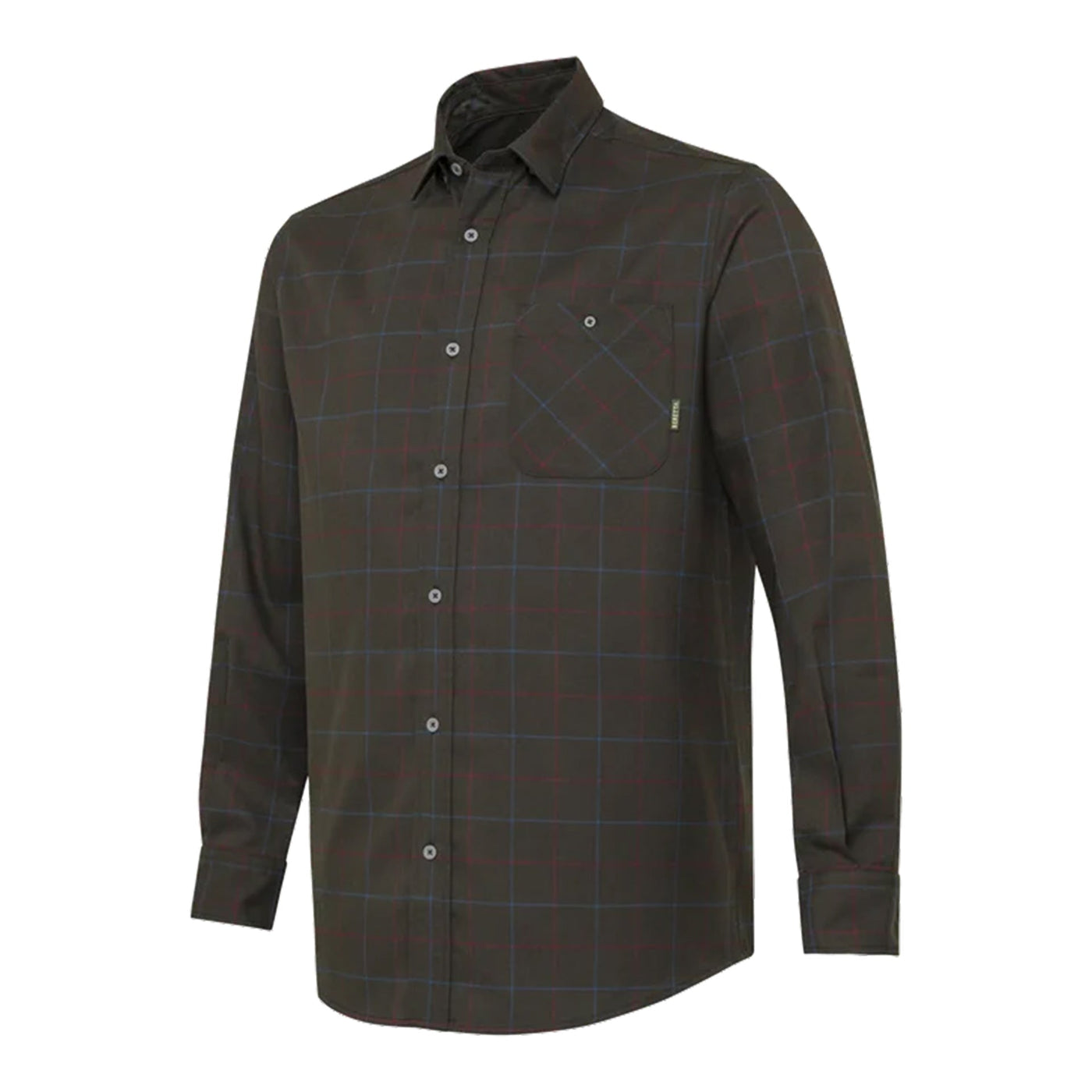 Jargo Stretch Shirt - Bark & Burgundy Check