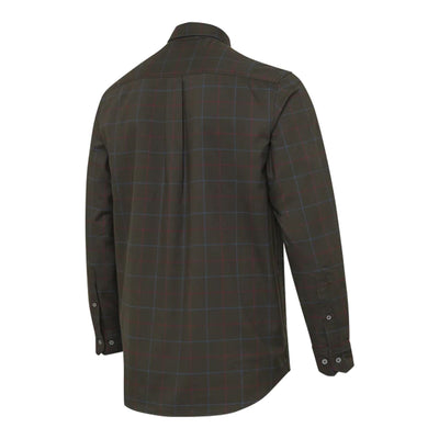 Jargo Stretch Shirt - Bark & Burgundy Check