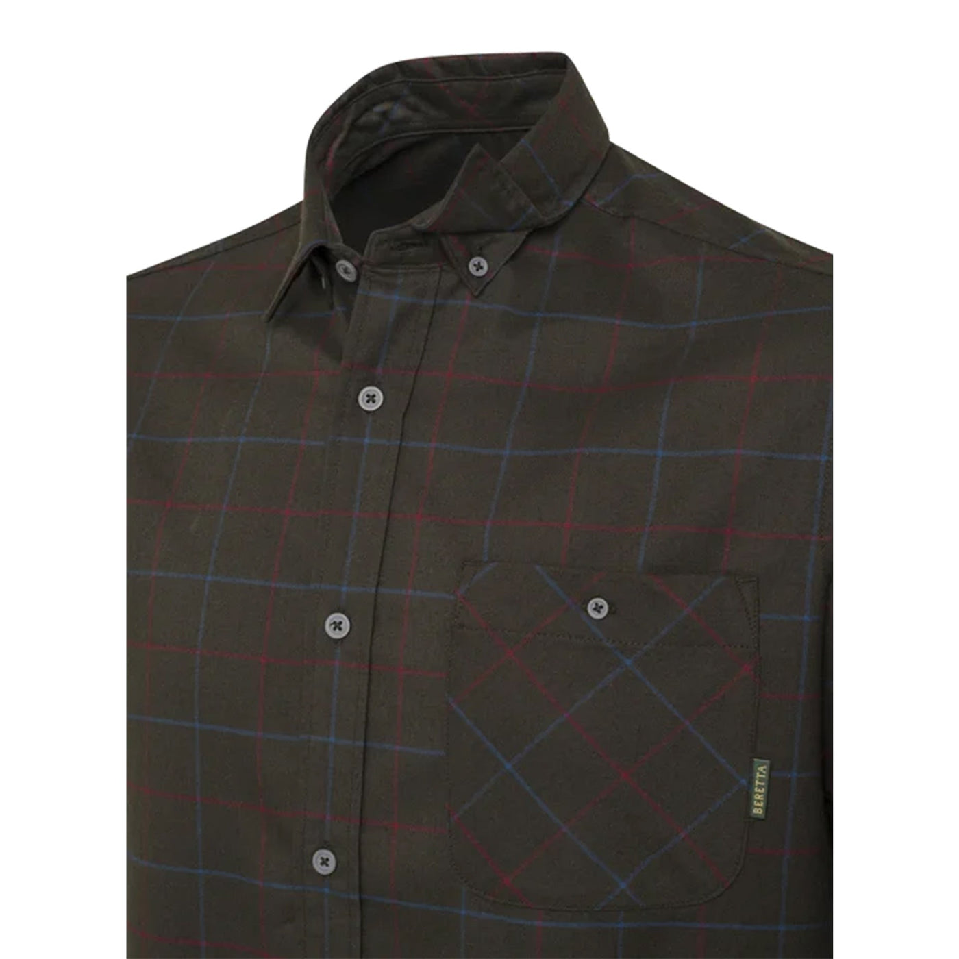 Jargo Stretch Shirt - Bark & Burgundy Check