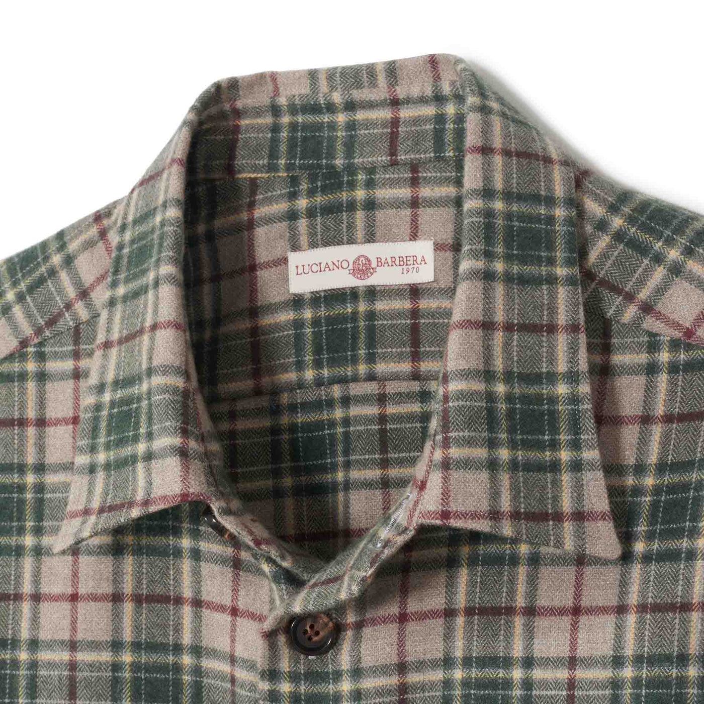 Italian Cotton Plaid Overshirt - Green Plaid Check