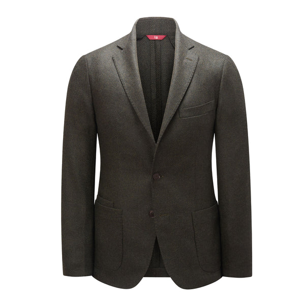Luciano Barbera Single Breasted Sartorial Jacket – Rustic Green Tick Weave