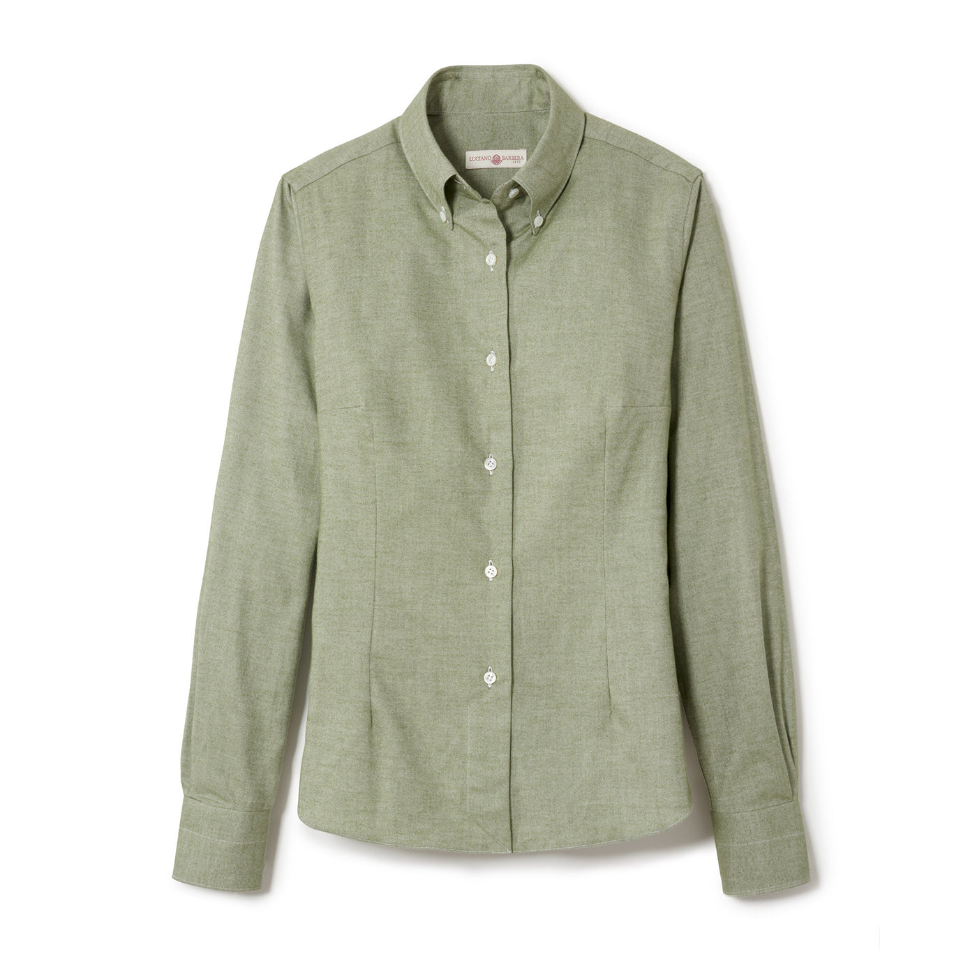 Womens Italian Brushed Cotton Check Shirt - Sage