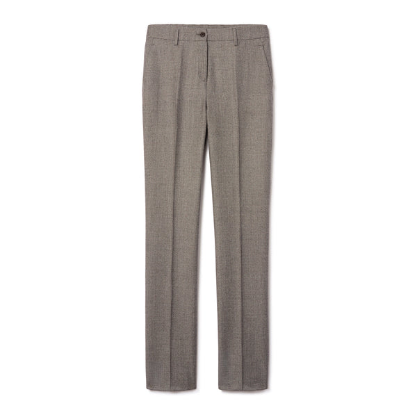 Women’s Wool Micro Houndstooth Trouser – Burgundy Charcoal Grey