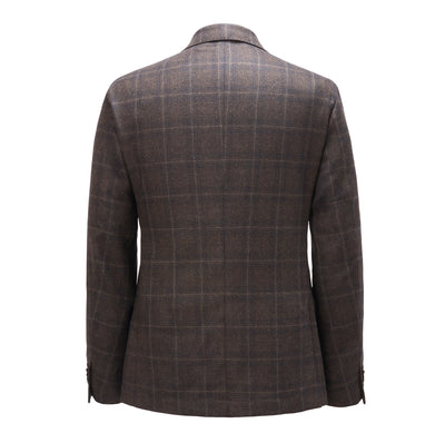 Luciano Barbera Single Breasted Sartorial Jacket – Brown Navy & Tan Check