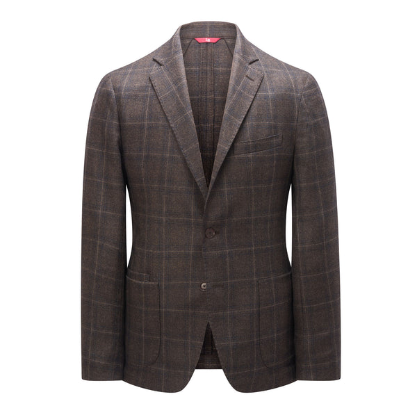 Luciano Barbera Single Breasted Sartorial Jacket – Brown Navy & Tan Check