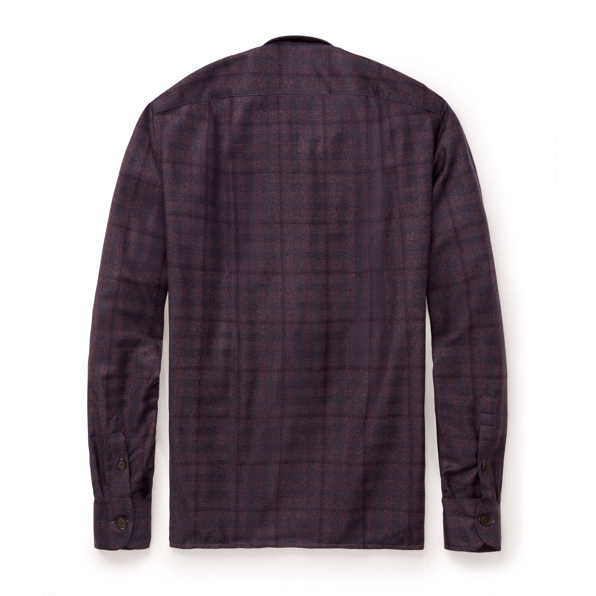 Women's Glen Plaid Italian Wool Overshirt - Plum & Blue