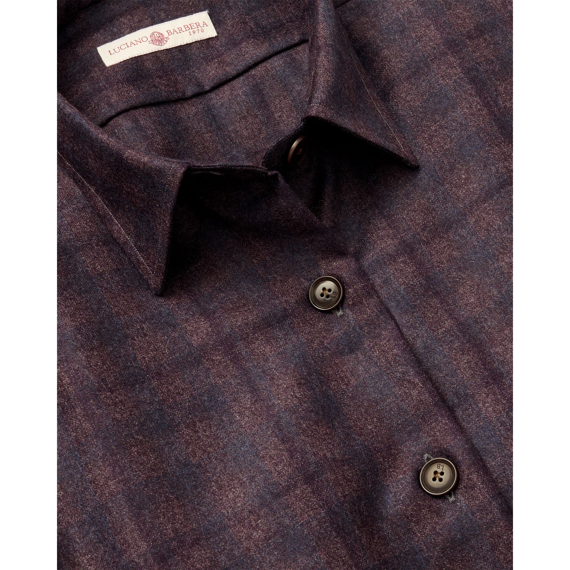 Women's Glen Plaid Italian Wool Overshirt - Plum & Blue