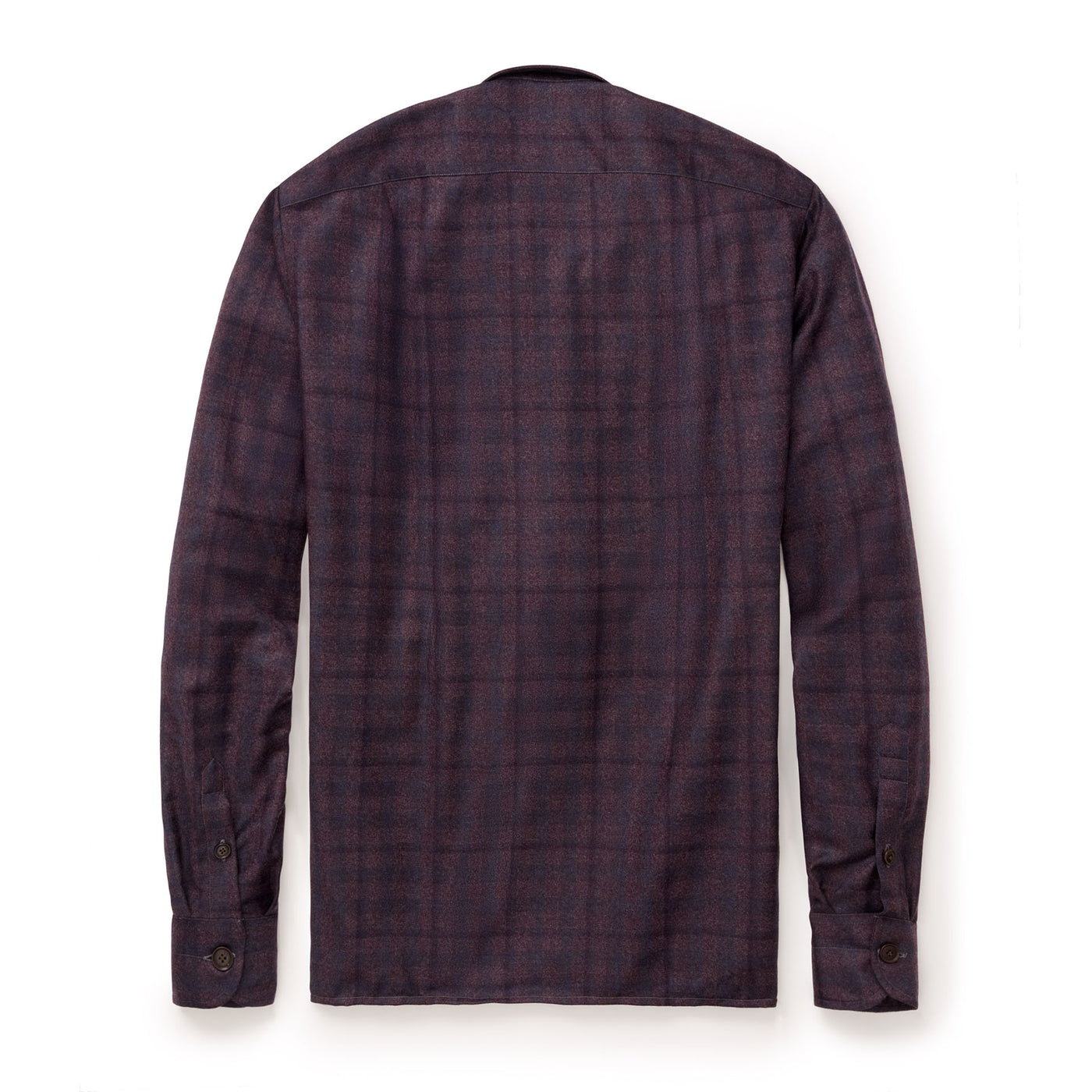 Women's Glen Plaid Italian Wool Overshirt - Plum & Blue