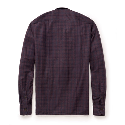 Women's Glen Plaid Italian Wool Overshirt - Plum & Blue