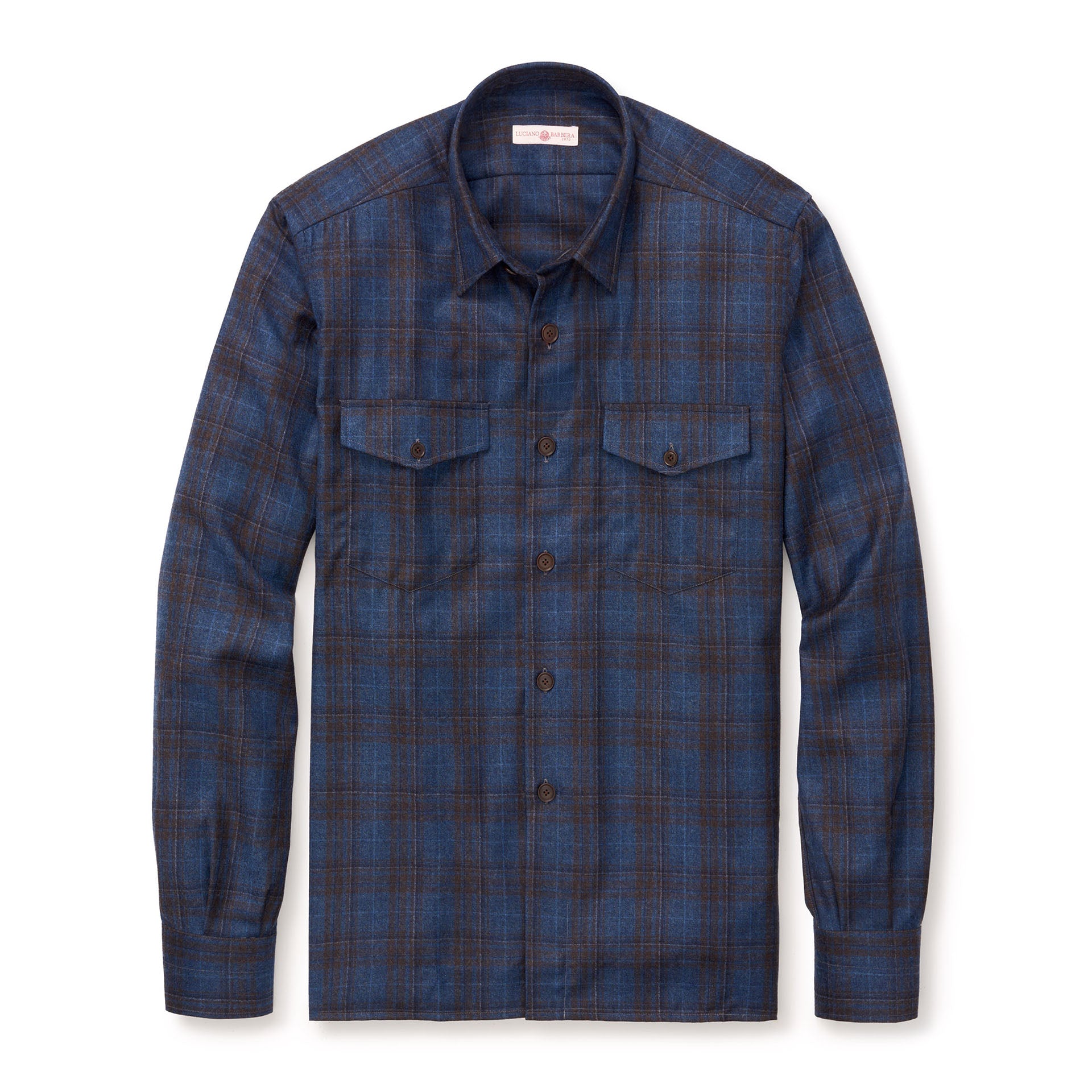 Blue plaid shirt on a white background