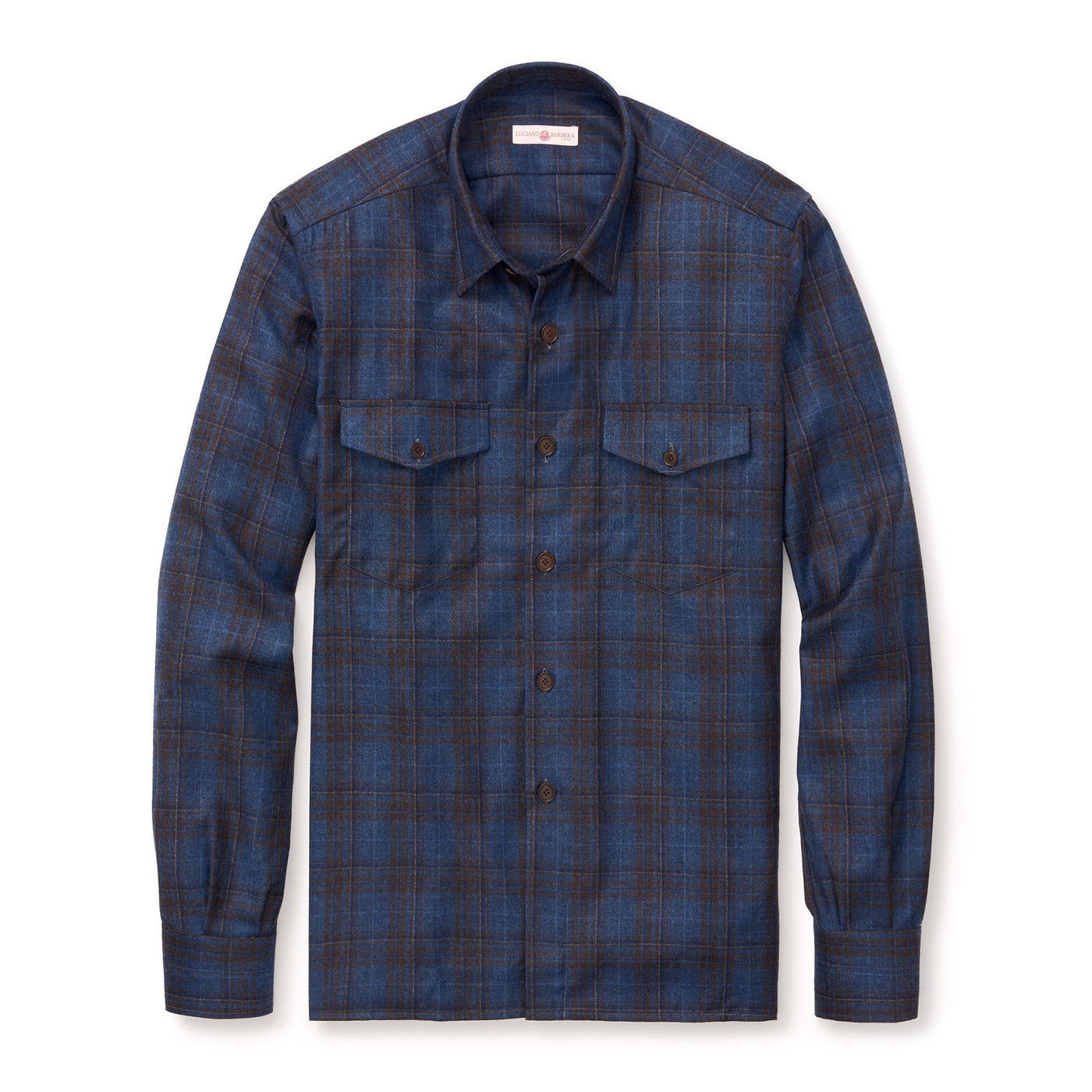 Blue plaid shirt on a white background