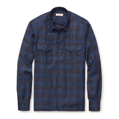 Blue plaid shirt on a white background