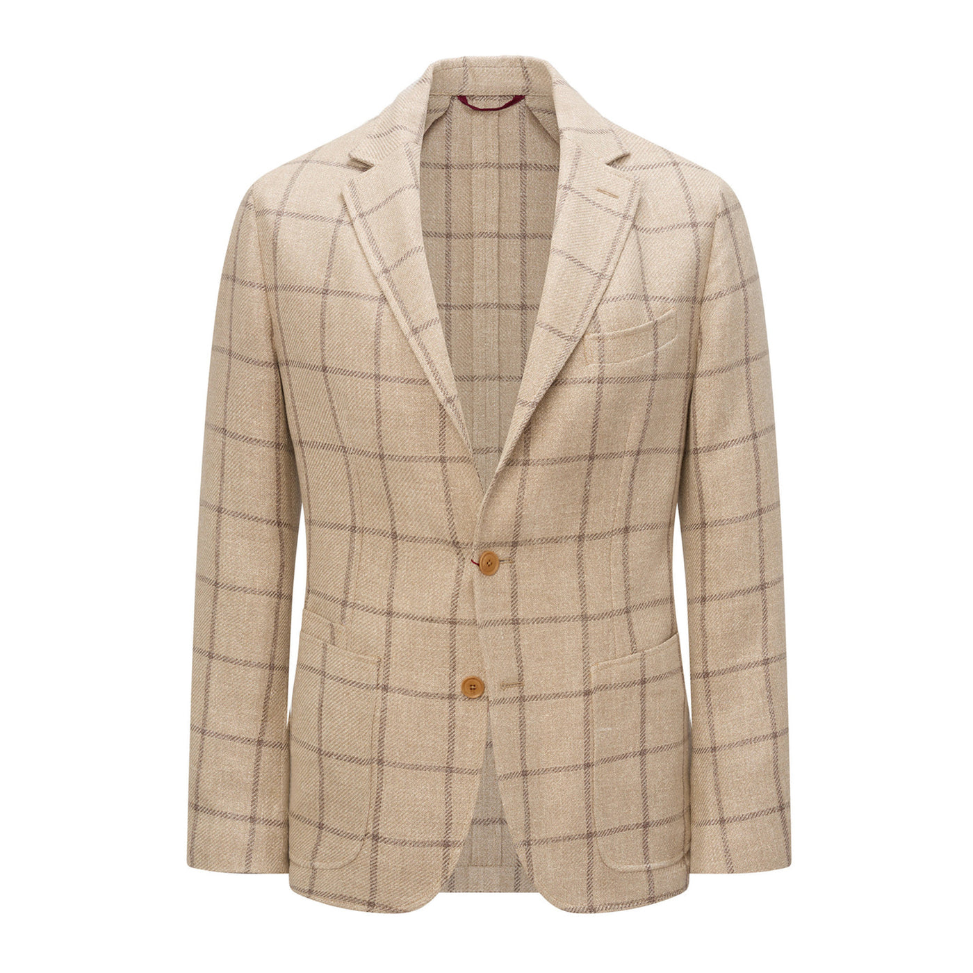 Beige checkered blazer on a white background