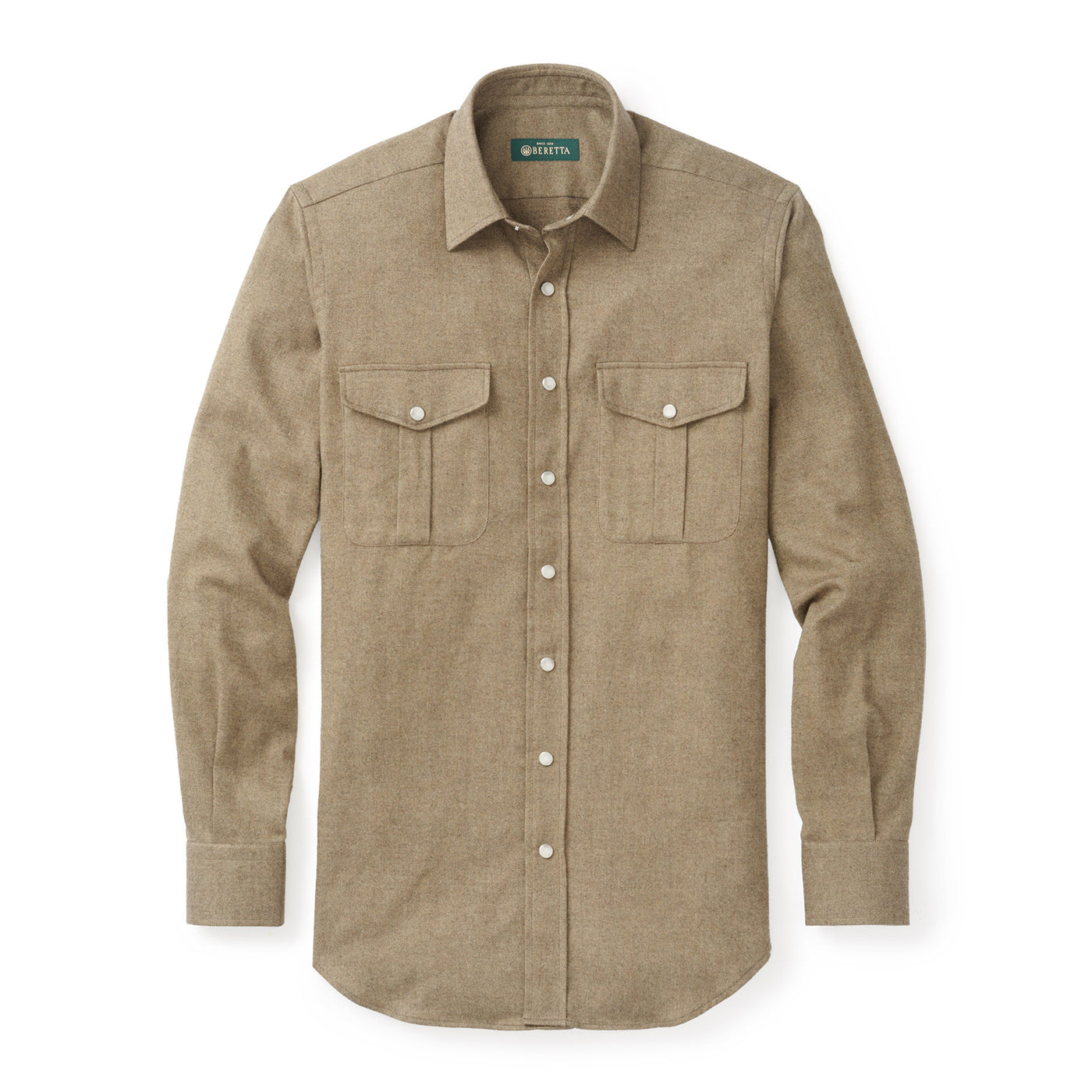 Brushed Cotton Herringbone Western Shirt - Herringbone Thicket