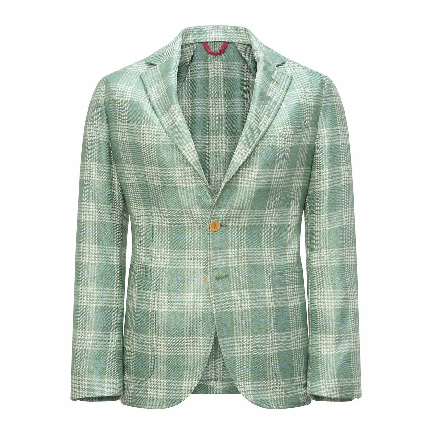 Green plaid blazer on a white background