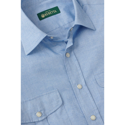 Superfine Herringbone Western Shirt - Herringbone Blue