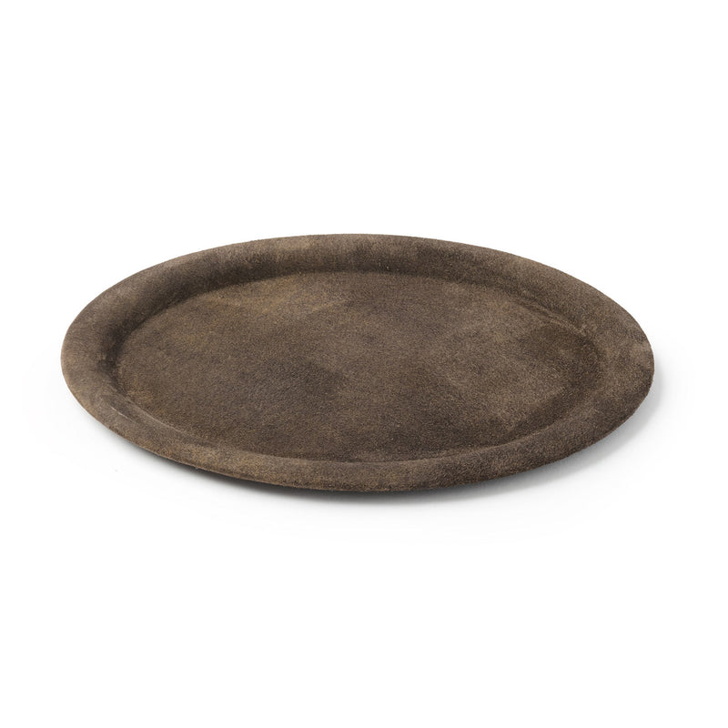 Oval Suede Desk Catchall Tray - Brown