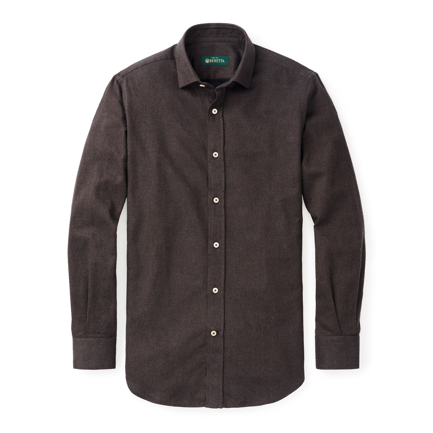 Brushed Cotton Twill Field Shirt - Brown Twill