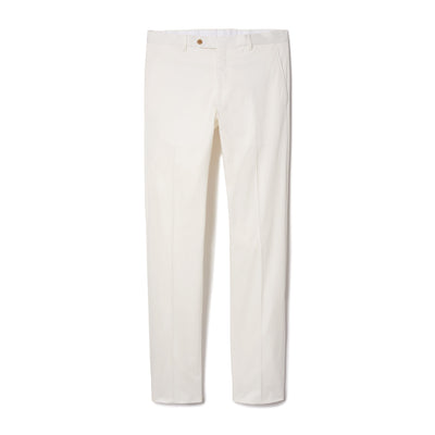 Flat Front Cotton Trouser - Soft White