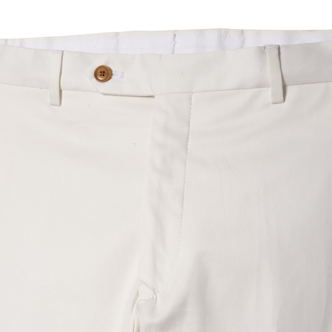 Flat Front Cotton Trouser - Soft White