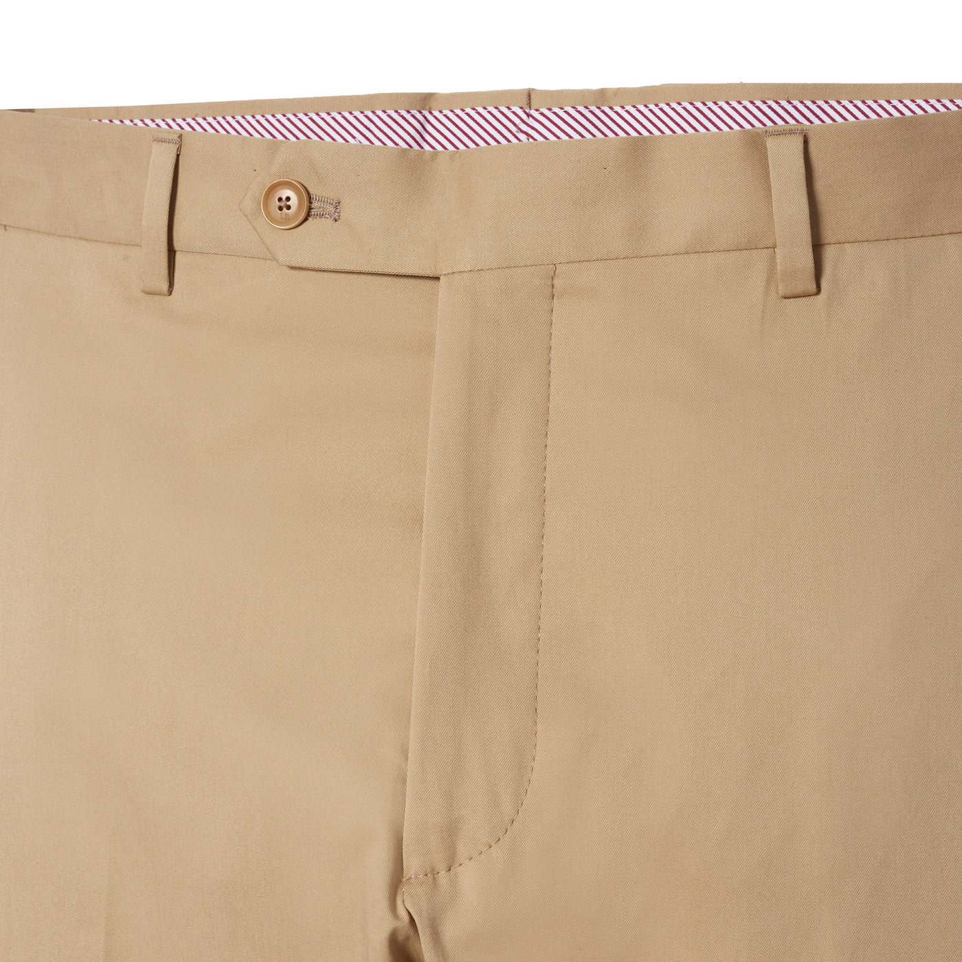Flat Front Cotton Trouser - Tan