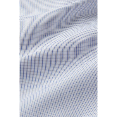 Mini Multi Check Spread Collar Cotton Shirt - Blue Bronze