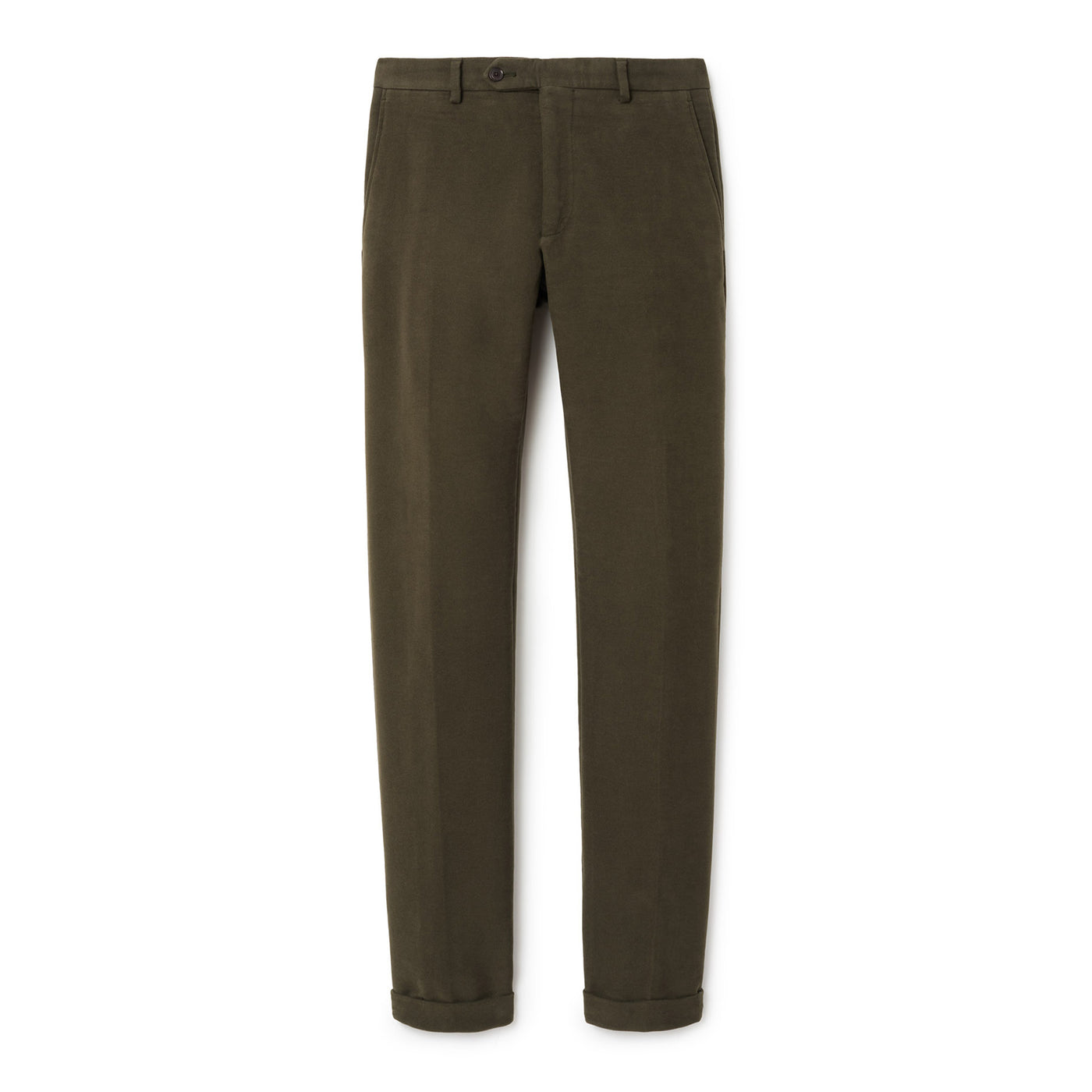 Italian Moleskin Flat Front Trousers - Green