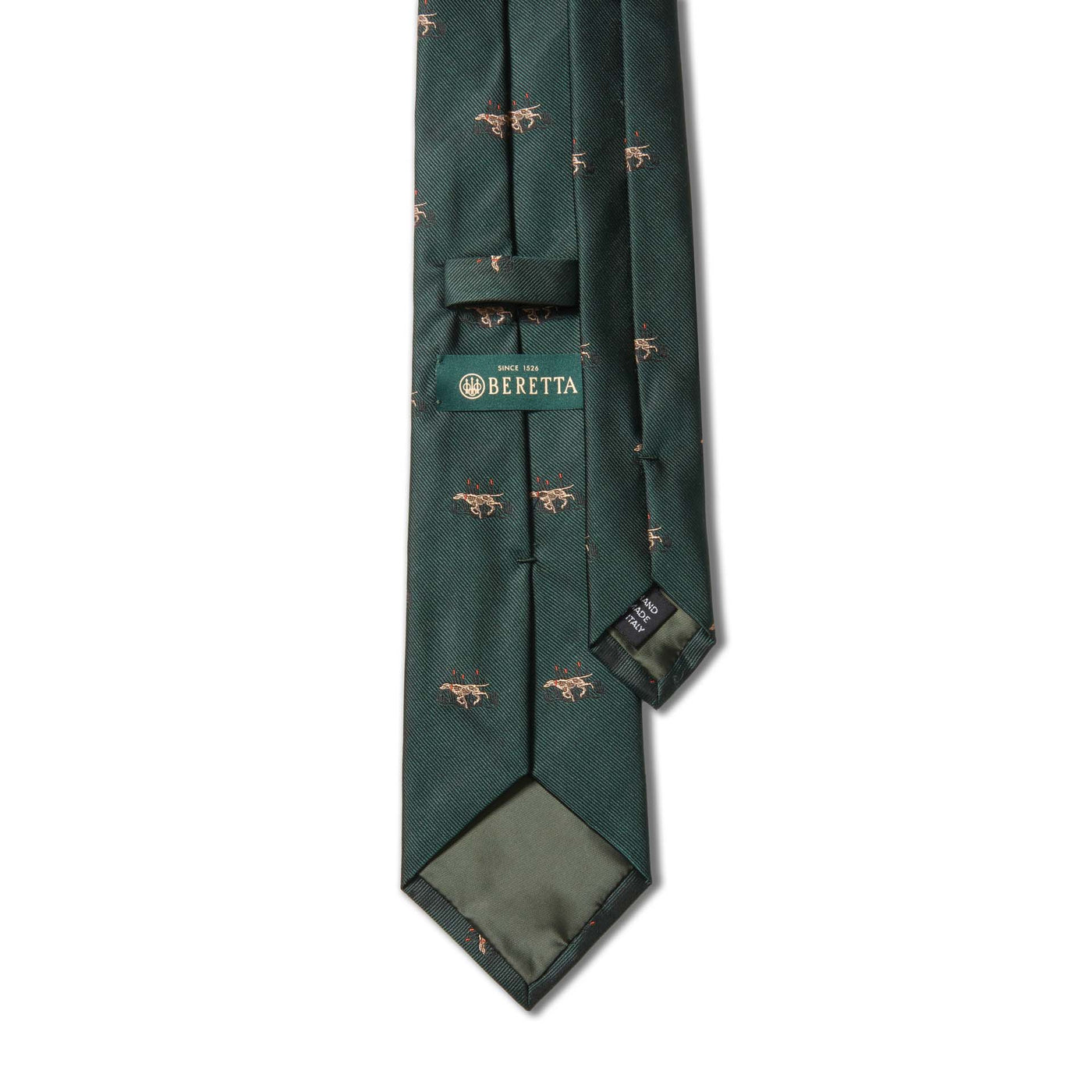 Pointer Bracco Italiano in Reeds Handmade Silk Tie - Emerald