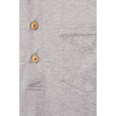 Fine Melange Cotton Polo Shirt - Melange Grey