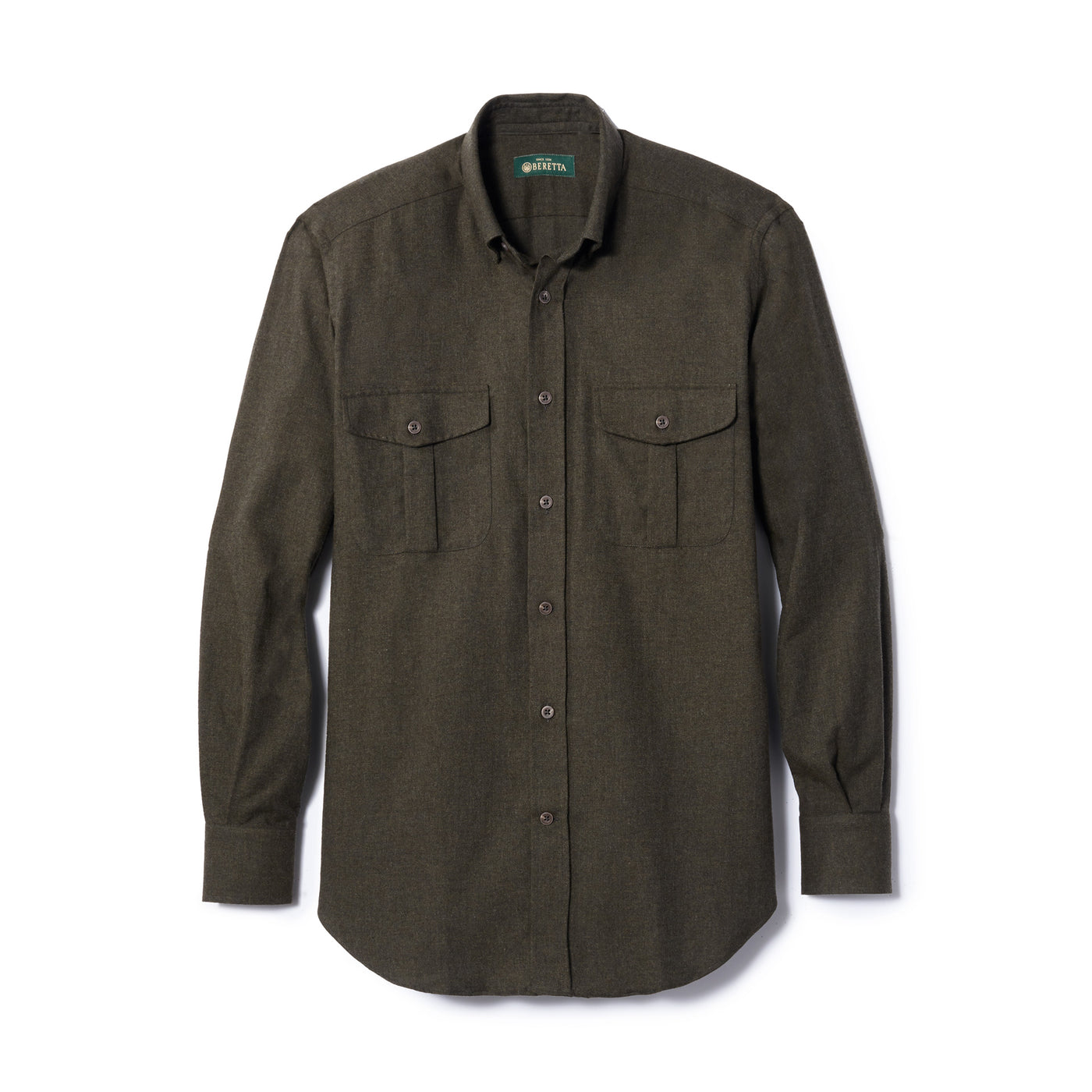 Brushed Cotton Twill Luc Due Shirt - Dark Forest