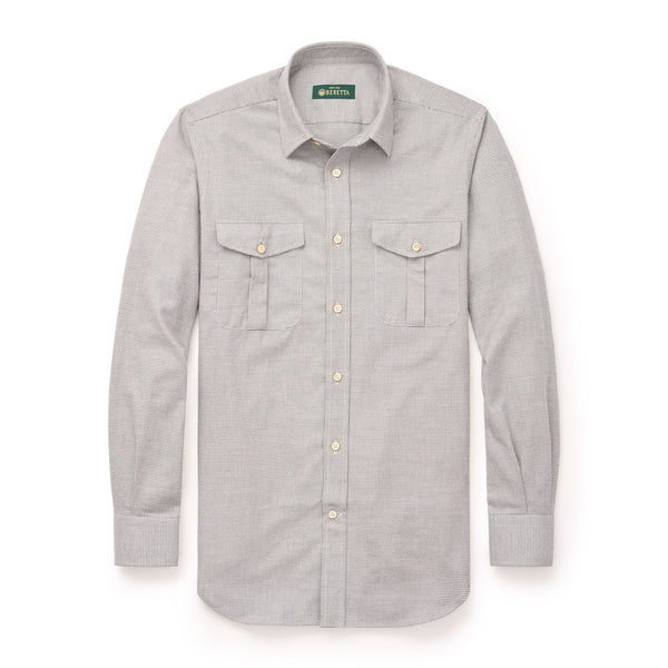 Fine Houndstooth Luc Due Flann Shirt - Brown & Cream