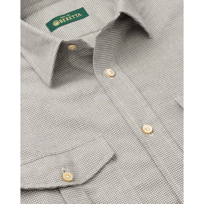 Fine Houndstooth Luc Due Flann Shirt - Brown & Cream