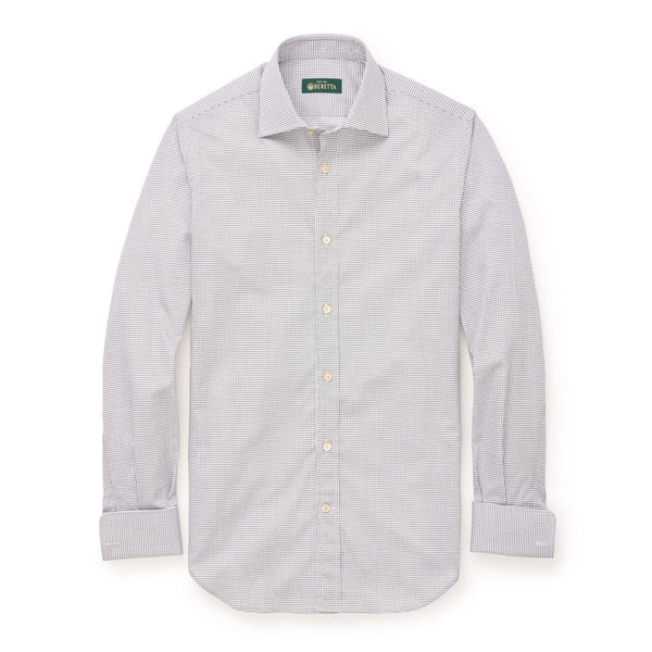 French Cuff Tattersall Check Shirt - Forest Check