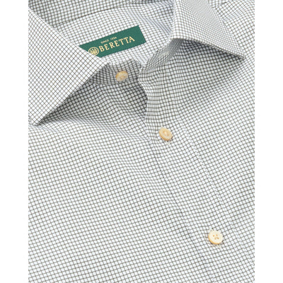 French Cuff Tattersall Check Shirt - Forest Check