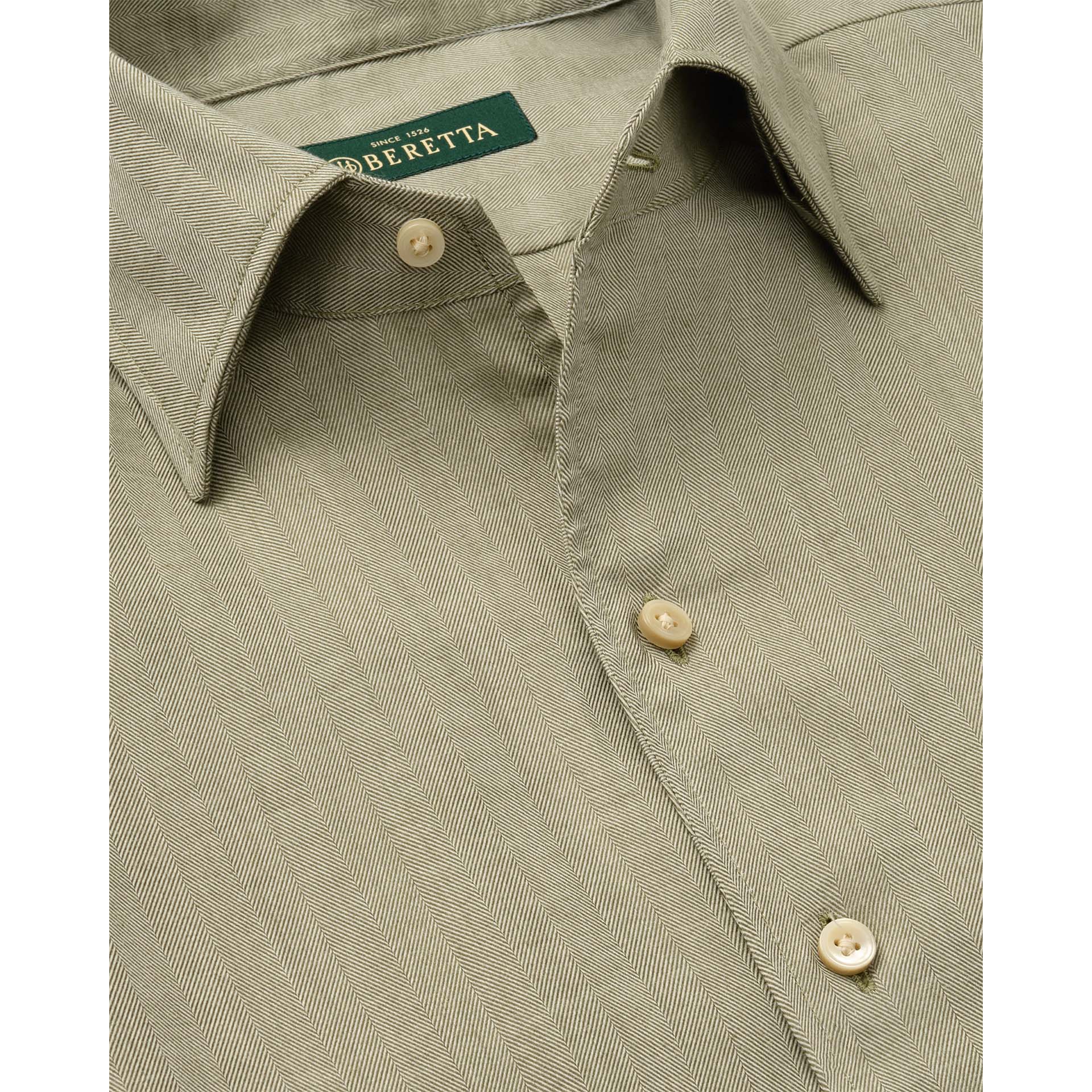 Herringbone Lightweight Twill Shirt - Light Green